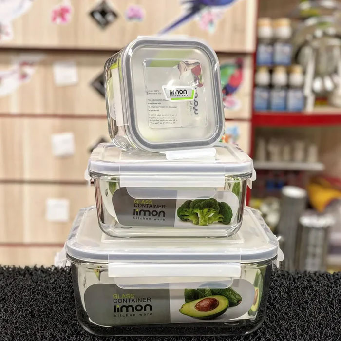 Limon Kitchen Ware Glass Food Container 3 Pcs Set