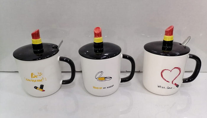 Lipstick Mug Lid With Spoon