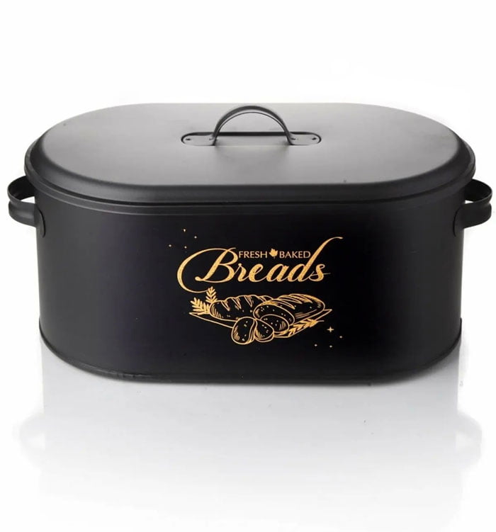 Luxury Metal Large Covered Patterned Bread Box