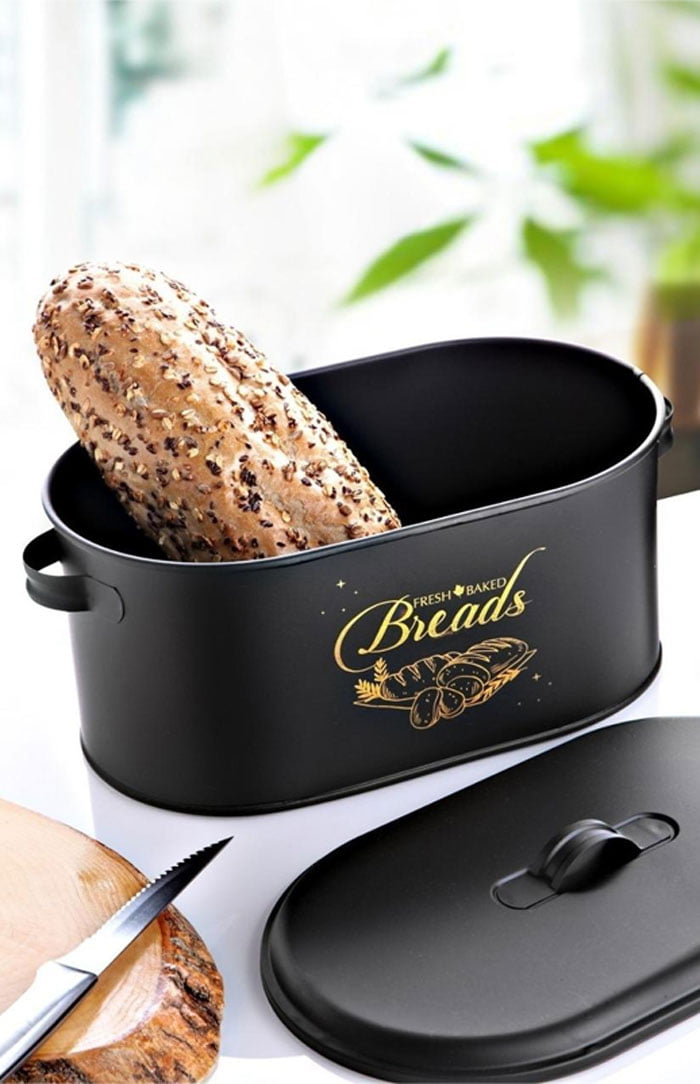 Luxury Metal Large Covered Patterned Bread Box