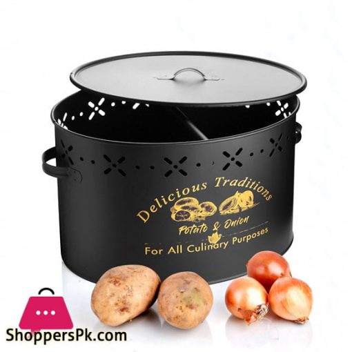 Luxury Metal Potato Onion Bucket With Section