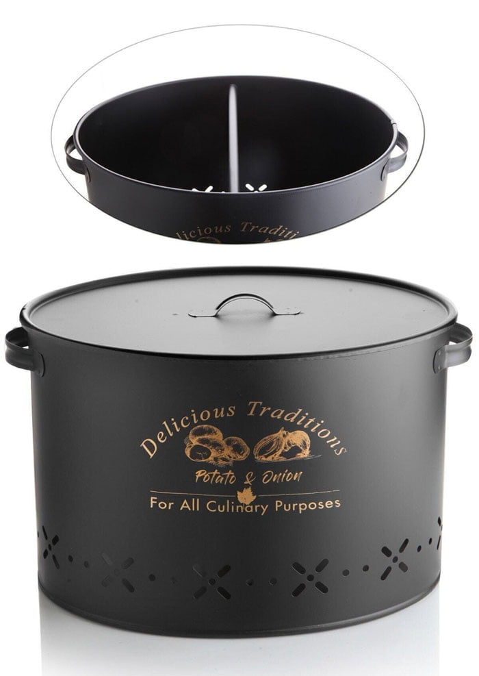 Luxury Metal Potato Onion Bucket With Section