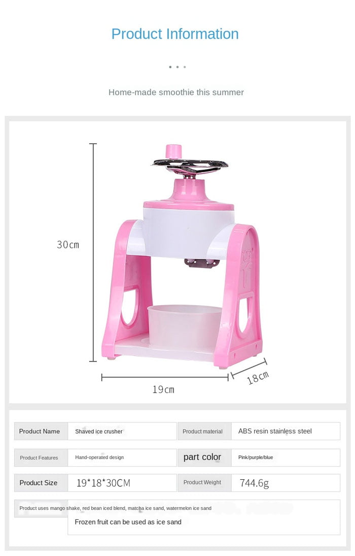 Manual Household Small Ice Crusher Slush Machine Mini Ice Crusher Hand-Cranking Ice Breaker Sheep Ice Sand