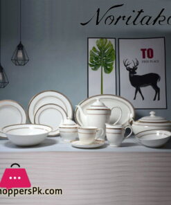 Noritake Super Bone Charlotta Gold 61 Pcs Dinner Set 8 Person Serving