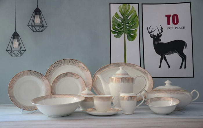 Noritake Super Bone Nsb Gold 61 Pcs Dinner Set 8 Person Serving