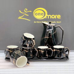 One More Black N Gold Ceramic Tea Set 8 Pcs