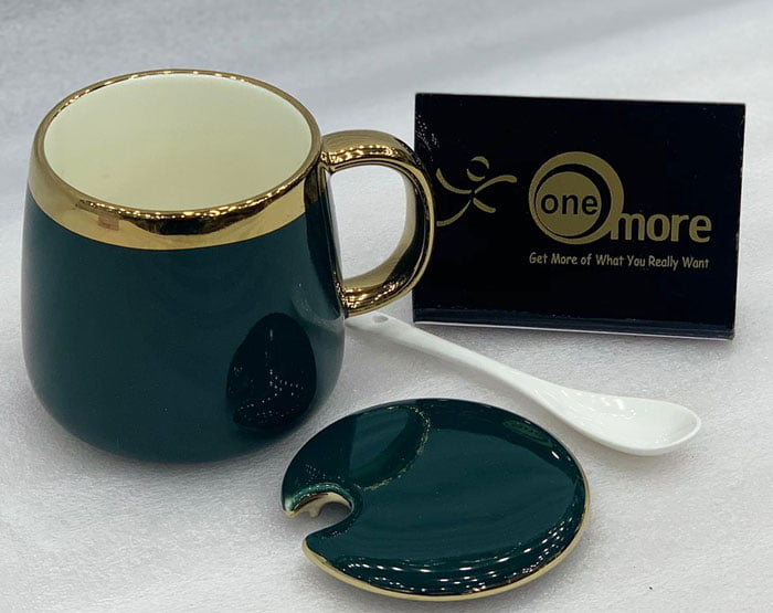 One More Ceramic Cup With Teaspoon And Lid 4 One More Ceramic Cup With Teaspoon And Lid