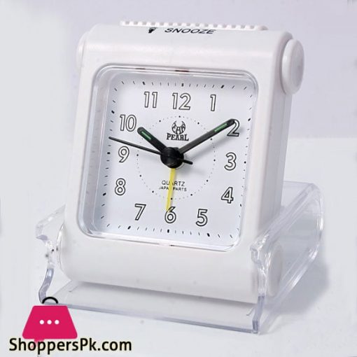 Quartz Pearl Travelling White Alarm Clock