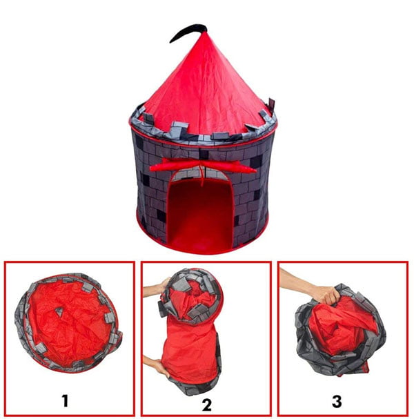 Red Castle Play Tent For Kids - Pop Up Design
