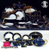Roberto Cavalli Luxury Dinner Set With Embossed Gold 6 Person Serving 68 Pcs