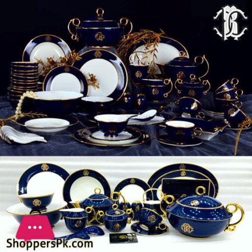 Roberto Cavalli Luxury Dinner Set with Embossed Gold 6 Person Serving 68 Pcs