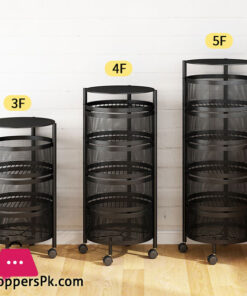 Rotating Vegetable Shelving Kitchen Floor Shelving Cylindrical Storage Rack ( 3 - layer )
