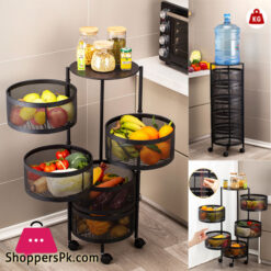 Rotating Vegetable Shelving Kitchen Floor Shelving Cylindrical Storage Rack ( 4 - Layer ) 5 Rotating Vegetable Shelving Kitchen Floor Shelving Cylindrical Storage Rack ( 4 - Layer )