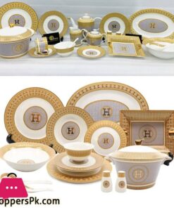 Versace Hermes Luxury Gold Plated Dinner Set 6 Person Serving 61 Pcs