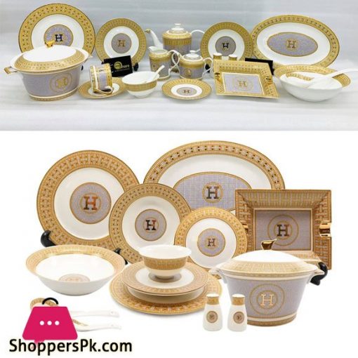 Versace Hermes Luxury Gold Plated Dinner Set 6 Person Serving 61 Pcs