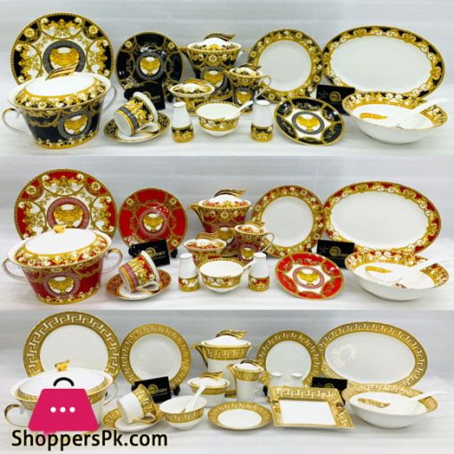 Versace Luxury Gold Plated Dinner Set 6 Person Serving 61 Pcs