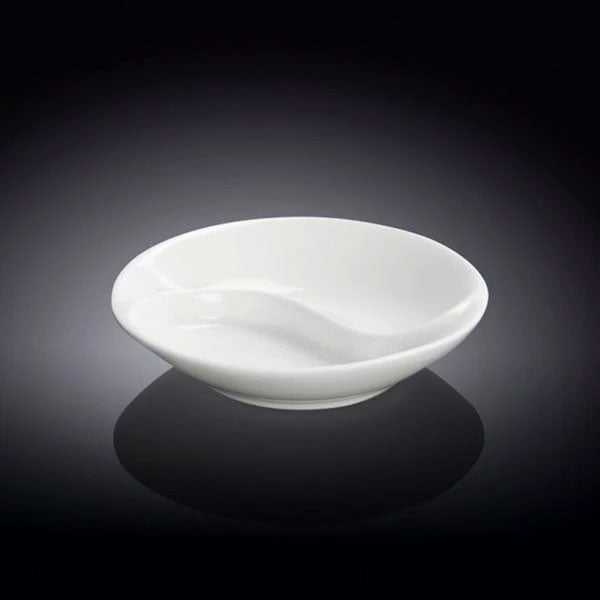 Wilmax Fine Porcelain Divided Soy Dish 3.5 Inch Wl-996049-A