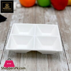 Wilmax Fine Porcelain Divided Square Dish 8 x 8 Inch