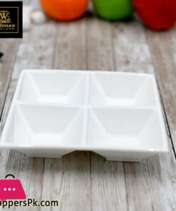 Wilmax Fine Porcelain Divided Square Dish 8 x 8 Inch