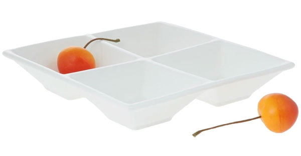 Wilmax Fine Porcelain Divided Square Dish 6 X 6 Inch