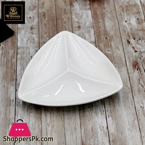 Wilmax Fine Porcelain Divided Triangular Dish 8 Inch WL-992584-A