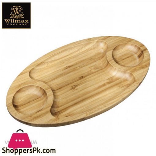 Wilmax Natural Bamboo 3 Section Platter 16 x 9 Inch WL-771040-A