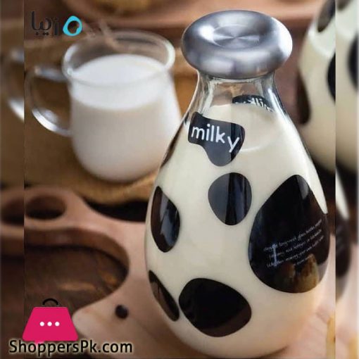 Ziba Sazan Glass Milk Bottle Cow Design 1.3 Liter Iran Made
