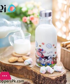 Ziba Sazan Glass Milk Bottle Cow Design 1.2 Liter Iran Made