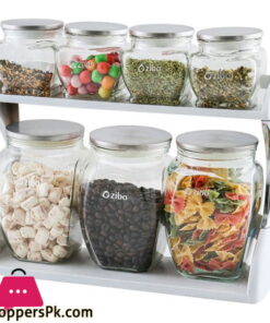 Ziba Sazan Hanna Spice Jars Set 7 Pcs Glass Jar with Steel Lid Iran Made