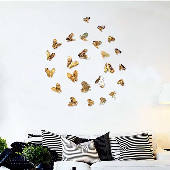 3D Butterfly Wall Stickers Sofa Background Decorations Pack Of 12