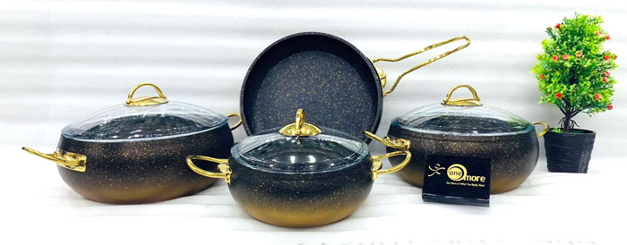 Alya Granite Casserole 7 Piece Cookware Set S-7004 Turkey Made