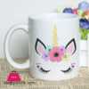 Birthday Gift Mug With Colorful Unicorn Printed Design Ceramic Coffee Cup 11Oz White