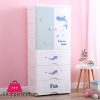 Cartoon Whale Fish Plastic Baby Wardrobe Children Storage Cabinet Drawer Hanging Clothes + 3 Drawers