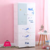 Cartoon Whale Fish Plastic Baby Wardrobe Children Storage Cabinet Drawer Hanging Clothes + 3 Drawers