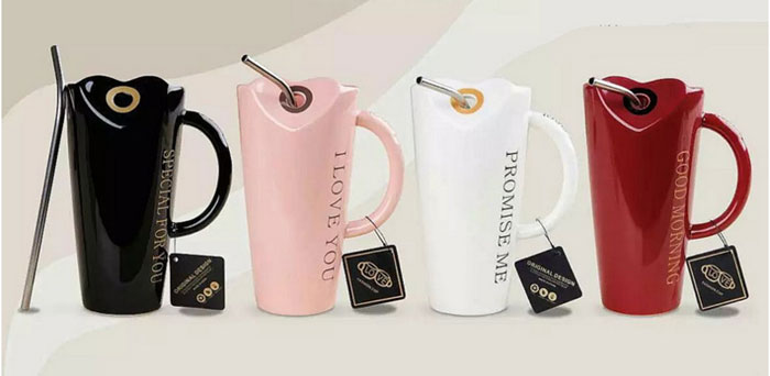 Ceramic Coffee Mug With Straw 480 Ml
