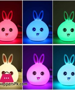 Cute Rabbit Silicone LED Night Light USB Rechargeable Baby Bedroom Night Lamp Touch Sensor Light for Kids Baby Gift