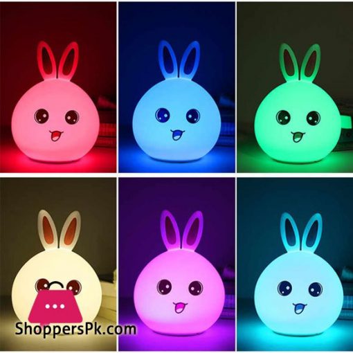 Cute Rabbit Silicone LED Night Light USB Rechargeable Baby Bedroom Night Lamp Touch Sensor Light for Kids Baby Gift