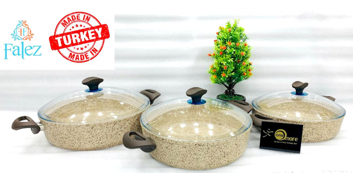 Falez Shallow Granetic 6 Piece Wok Set Turkey