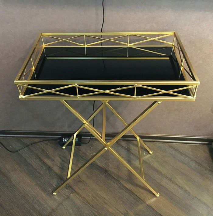 Folding Coffee Table Rectangle With Black Glass 2207-5