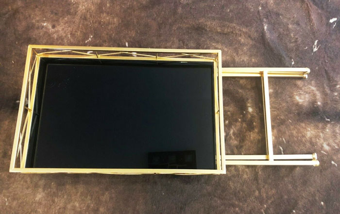 Folding Coffee Table Rectangle With Black Glass 2207-5