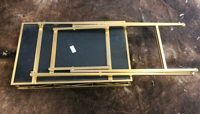 Folding Coffee Table Rectangle With Black Glass 2207-5