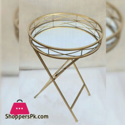 Folding Coffee Table Round Mirror Top