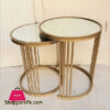 Gold Mirrored Pedestal Table Set Of 2