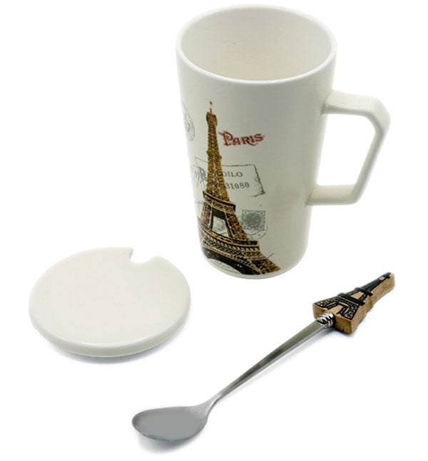 High Quality Ceramic I Love Paris Mug With Spoon One Piece