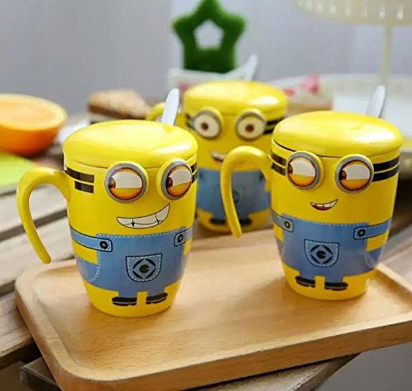High Quality Ceramic Minion Mug With Spoon One Piece