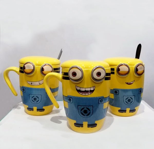 High Quality Ceramic Minion Mug With Spoon One Piece