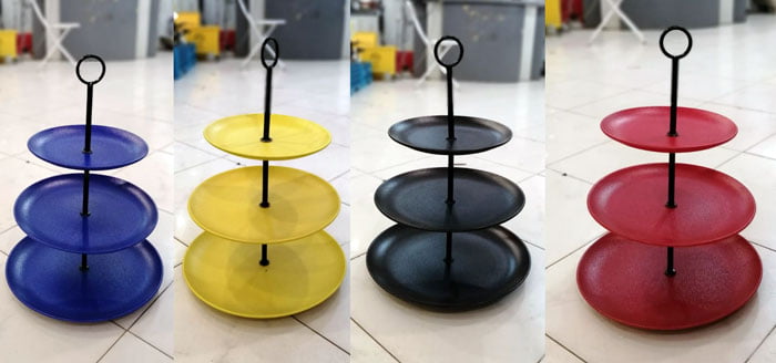 Inox 3 Tier Cake Platter Serving Stand Sand Texture