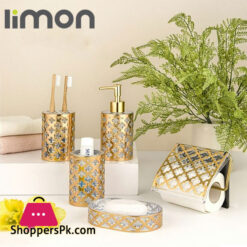 Limon 5 Pieces Bathroom Accessories Set Gold