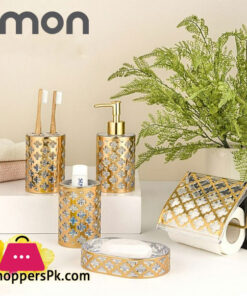 Limon 5 Pieces Bathroom Accessories Set Gold