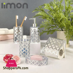 Limon 5 Pieces Bathroom Accessories Set Silver